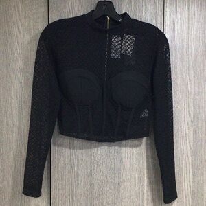 Privy Black Lace Long Sleeve Top